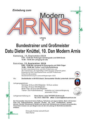 Einladung zum Lehrgang mit Datu D. Knüttel Sept. 2024